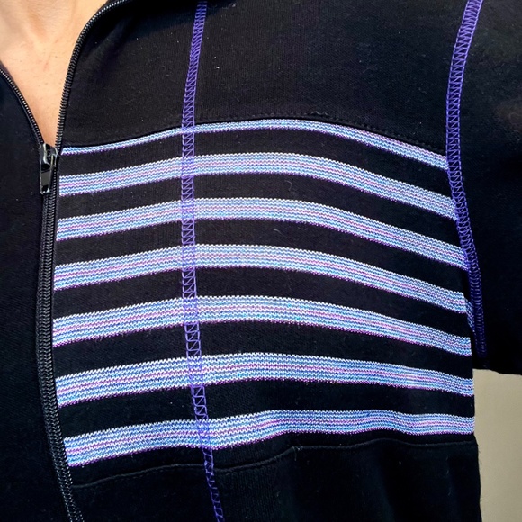 VINTAGE |•PETER POPOVITCH•| Soft Knit Full Zip Sparkle Striped Top - Picture 7 of 14